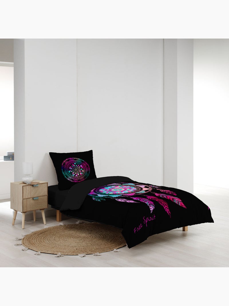 Parure housse de couette spirit Noir - Kiabi