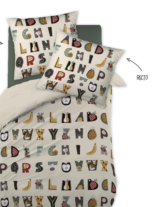 Parure housse de couette + taie Alphabet en farandole - Kiabi