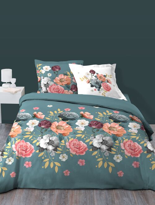 Parure Housse de couette + taie Bouquet Rosalie - Kiabi