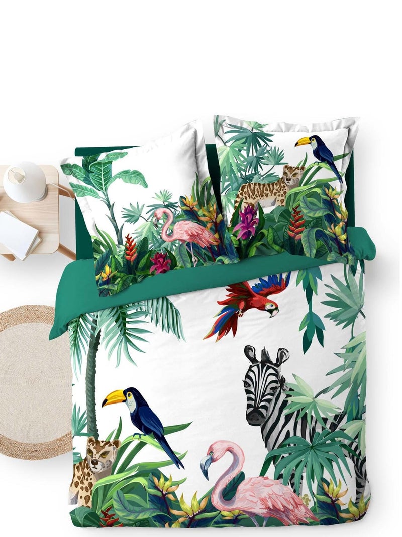 Parure Housse de couette + taie Collection Ambiance Tropicale Multicolore - Kiabi