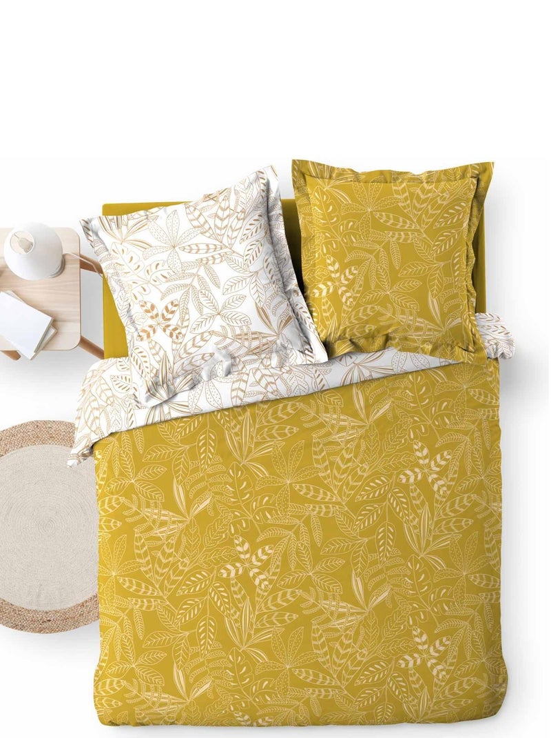 Parure Housse de couette + taie Collection Belfleur Jaune - Kiabi