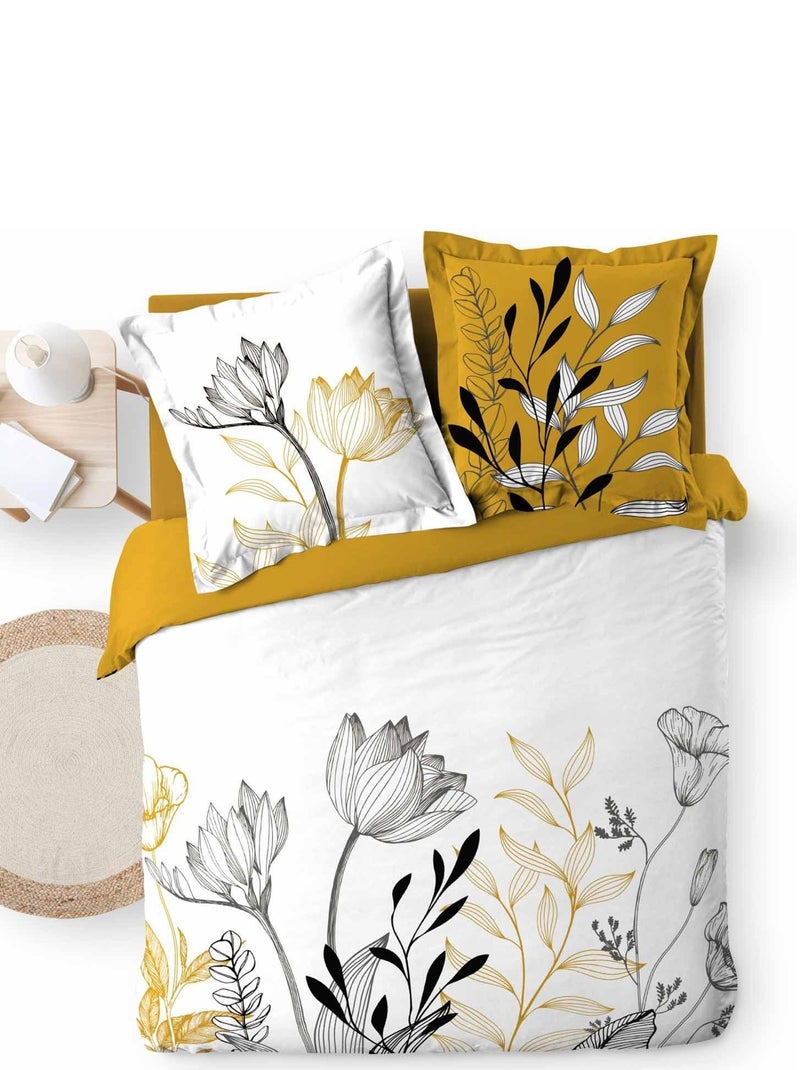 Parure Housse de couette + taie Collection Emeline Jaune - Kiabi