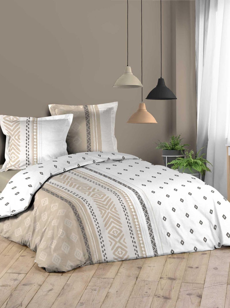 Parure Housse de couette + taie Collection Ethnic Ameline Beige - Kiabi