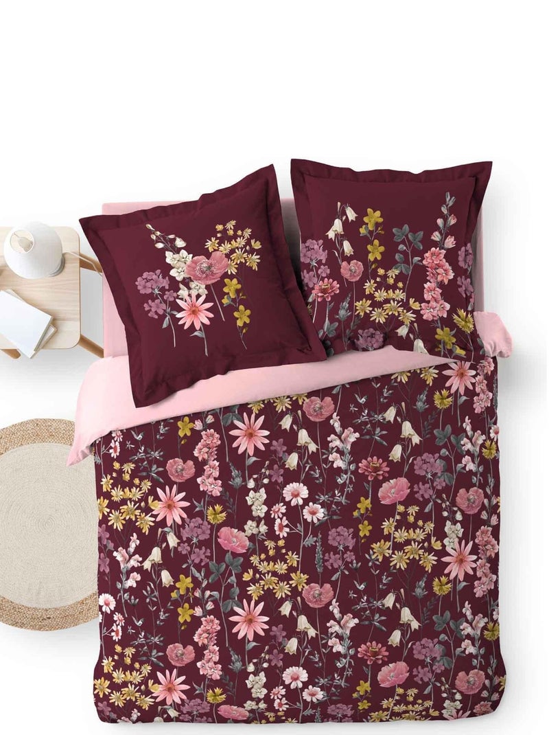 Parure Housse de couette + taie Collection Florabelle Violet - Kiabi