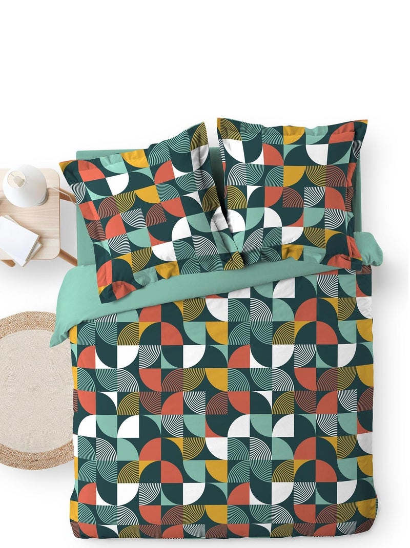 Parure Housse de couette + taie Collection Géo-Rythme Multicolore - Kiabi