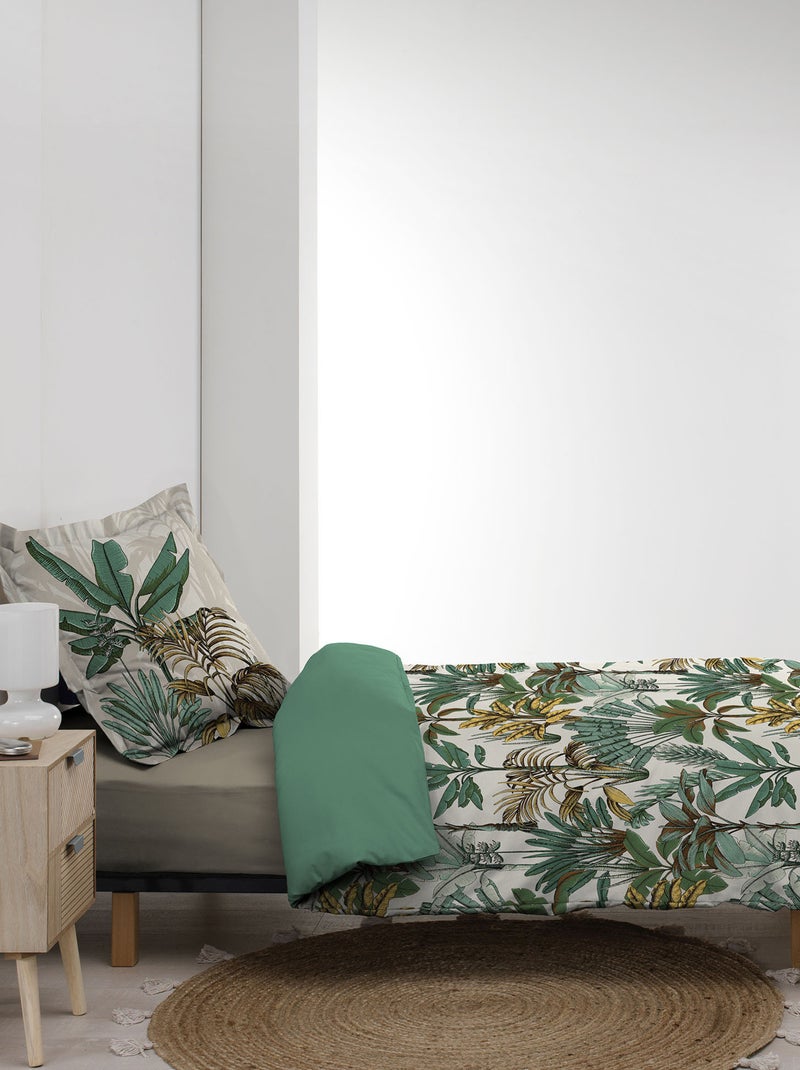 Parure Housse de couette + taie Collection Palmiers tropicaux Vert - Kiabi