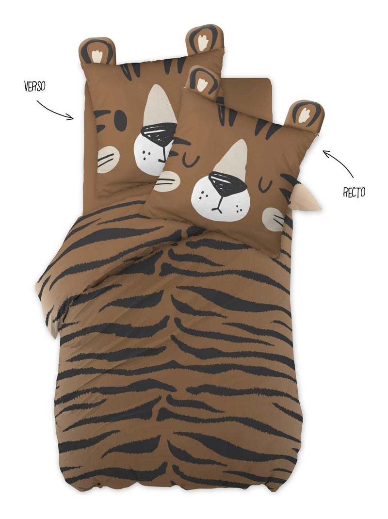 Parure housse de couette + taie Diego le tigre Blanc - Kiabi