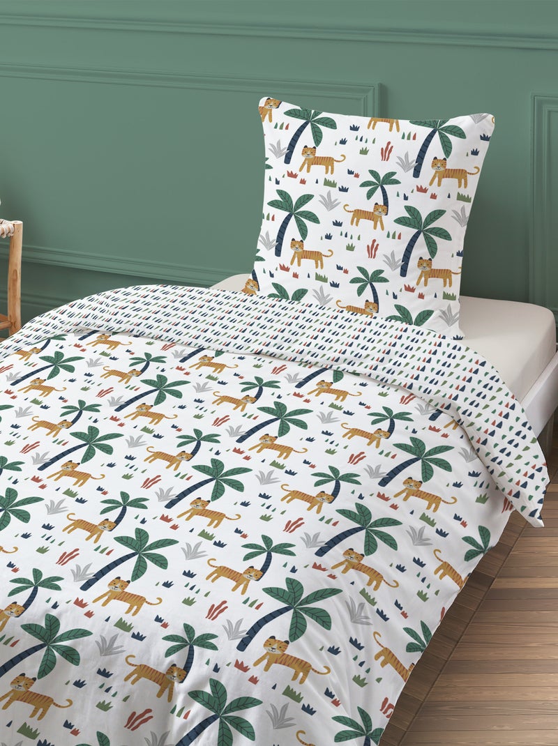 Parure housse de couette + taie d'oreiller 'Jungle' Vert - Kiabi