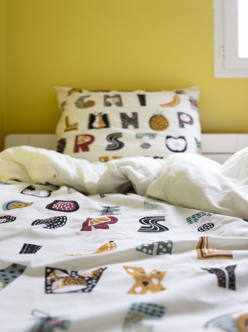 Parure housse de couette + taie Farandole ABC Blanc - Kiabi