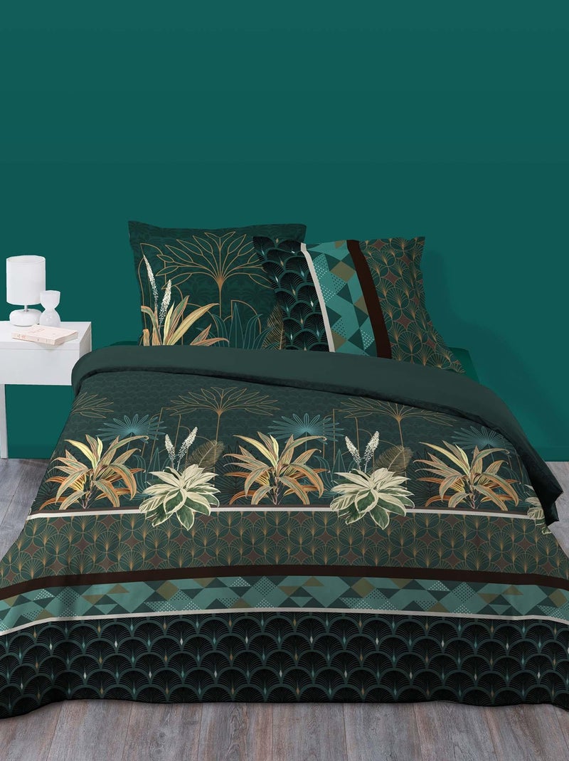 Parure Housse de couette + taie Fleuriana Vert - Kiabi