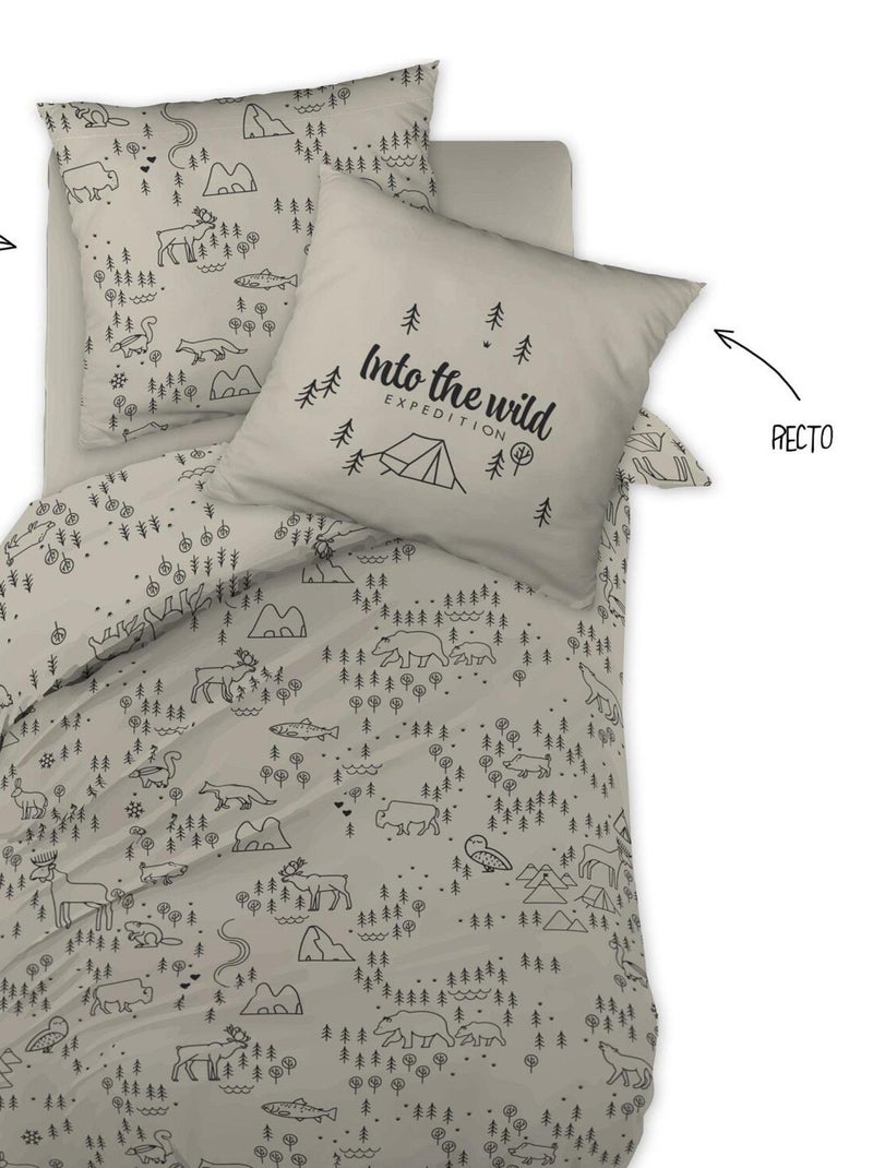 Parure housse de couette + taie Into the wild Blanc - Kiabi