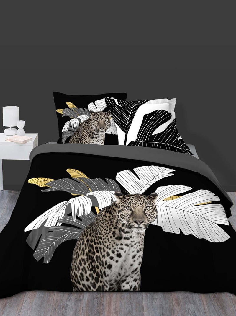Parure housse de couette + taie Magnifique Guepard Noir - Kiabi