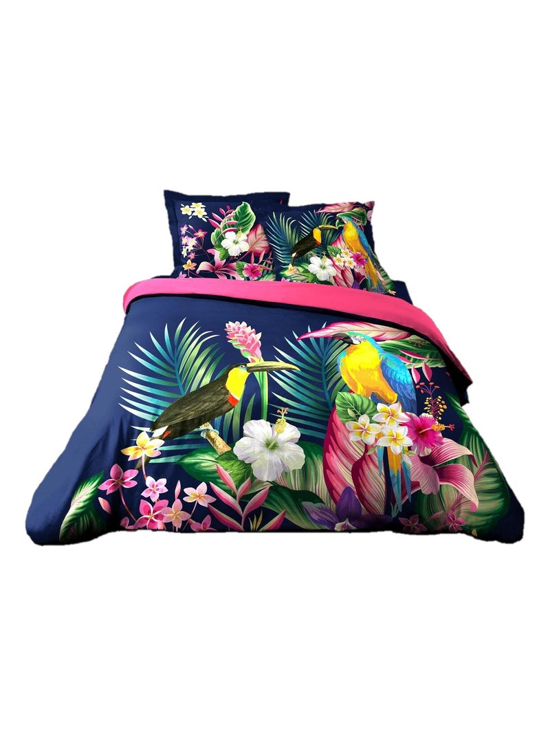 Parure Housse de couette + taie magnifique Toucan Bleu - Kiabi