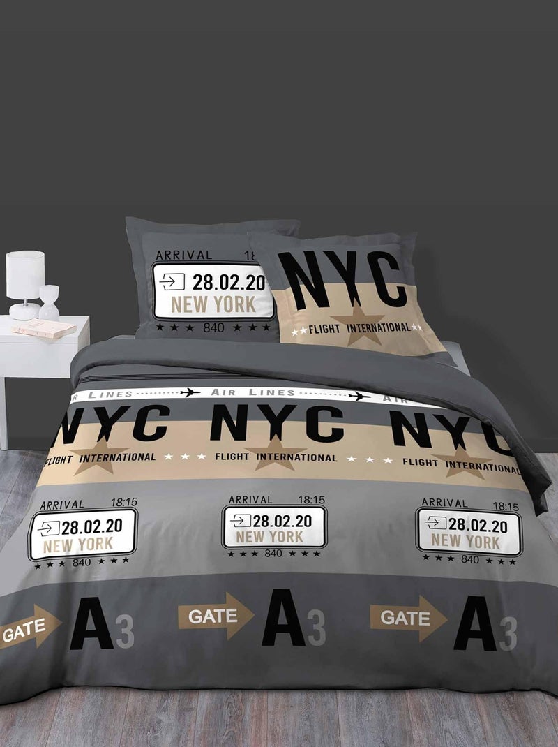 Parure Housse de couette + taie New York Multicolore - Kiabi