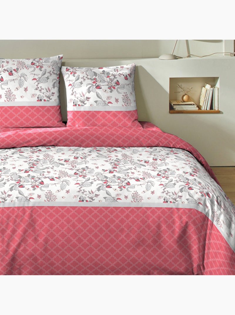 Parure housse de couette + taie(s) coton chorai Rose - Kiabi