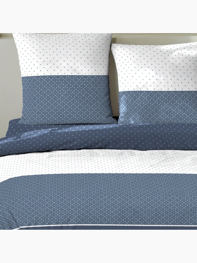 Parure housse de couette + taie(s) coton cini Bleu - Kiabi