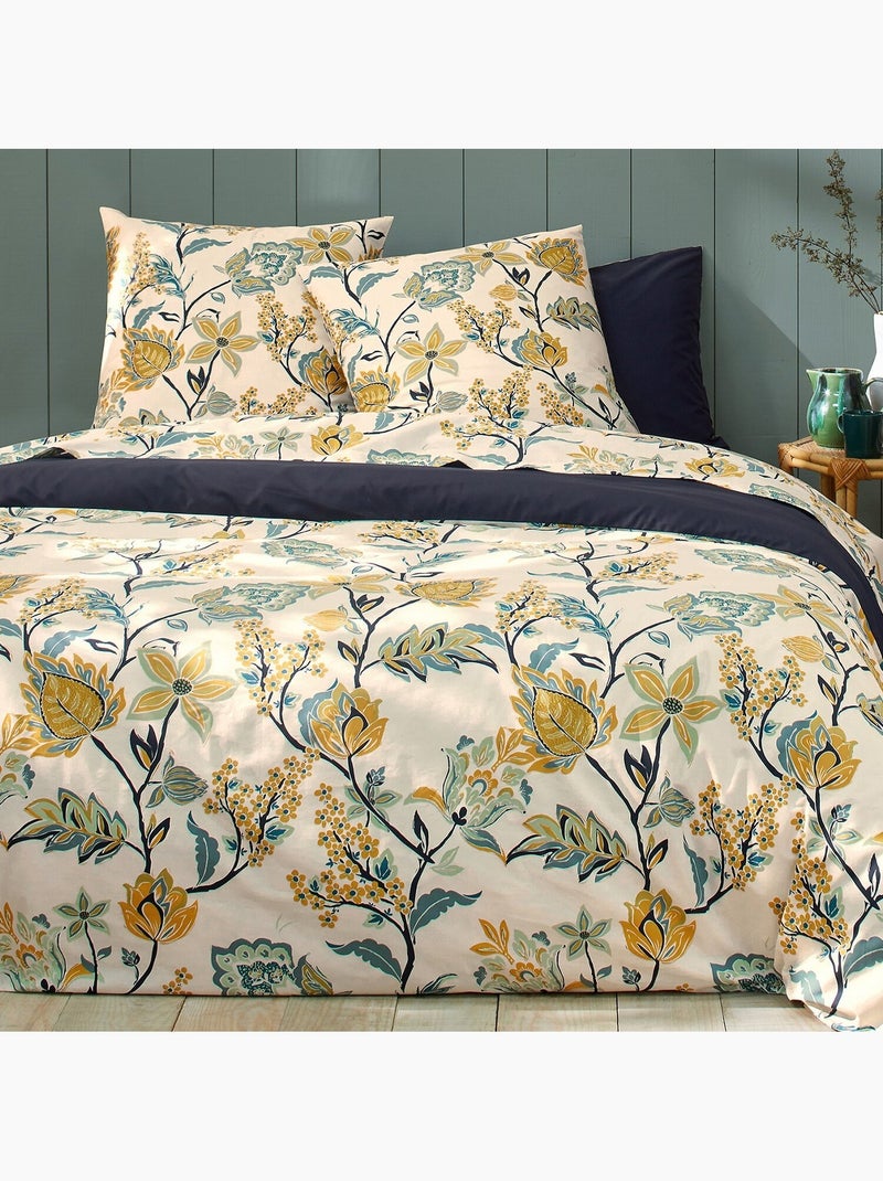 Parure housse de couette + taie(s) flanelle coton minea Crème - Kiabi