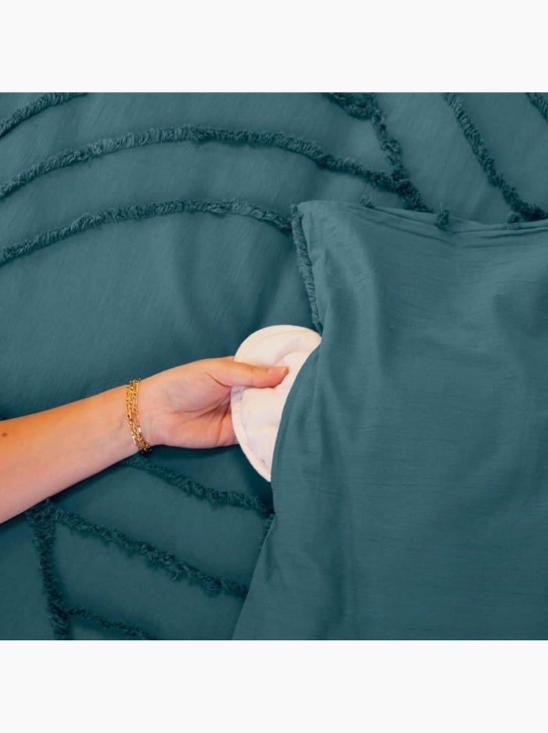 Parure housse de couette verlaine – 240x220 cm – coton lavé tufté – 52 fils/cm² Bleu marine - Kiabi