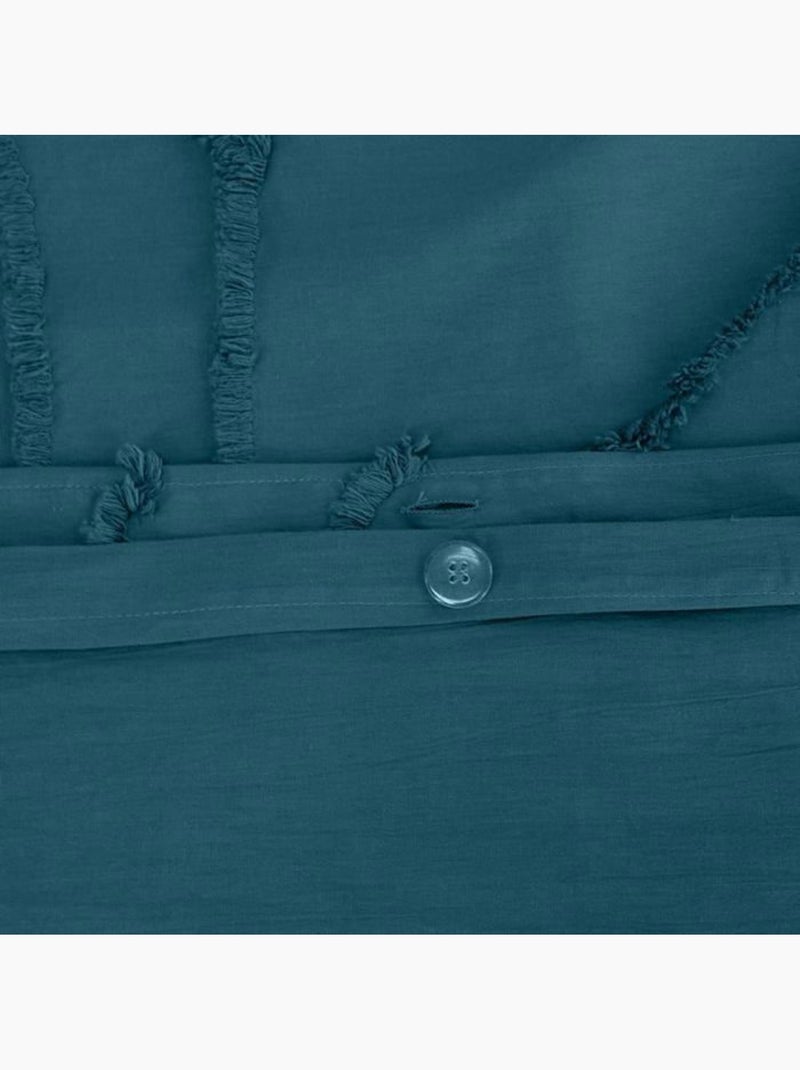 Parure housse de couette verlaine – 240x220 cm – coton lavé tufté – 52 fils/cm² Bleu marine - Kiabi