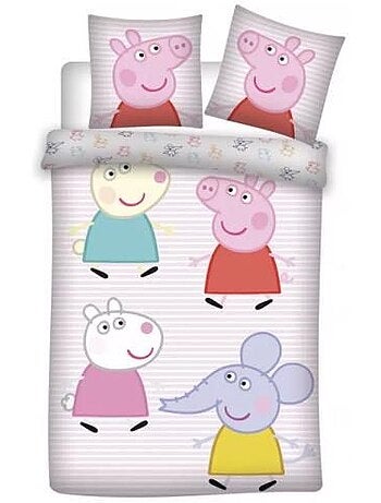Parure lit - peppa pig - housse de couette réversible - 100% coton - 100x135cm - motifs ludiques