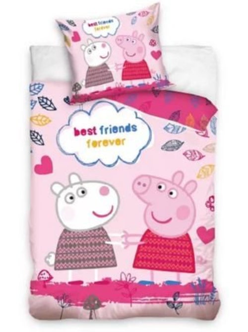 Parure lit - peppa pig - housse de couette réversible - 140x200 cm - 100% coton - rose - Kiabi Parure lit - peppa pig - housse de couette réversible - 140x200 cm - 100% coton - rose - Kiabi