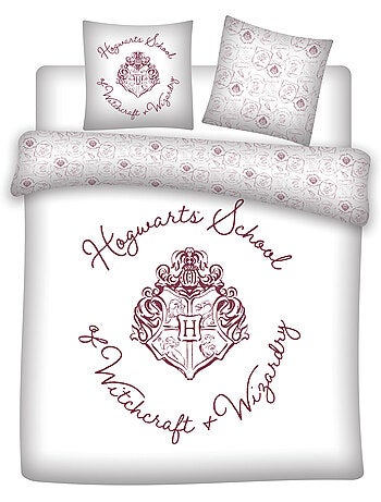 Parure Lit Double Harry Potter 240x220cm + 2 Taies 65x65cm – Poudlard Bordeaux – Polycoton