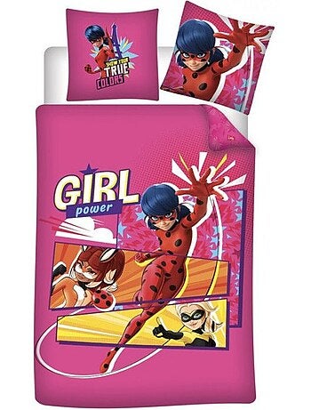 Parure lit housse de couette miraculous ladybug 140x200cm pour fille the girls