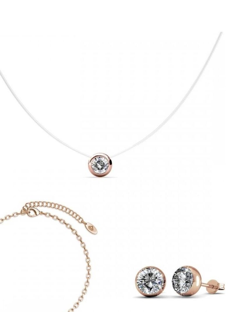 Parure Moon - Or Rosé et Cristal Transparent - Kiabi
