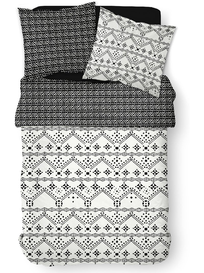 Parure pur coton 240 x 220cm, Ethnique - AFIBEL Noir Blanc - Kiabi