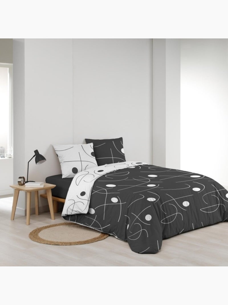 Parure réversible microfibre + 2 taies Sonate Blanc - Kiabi