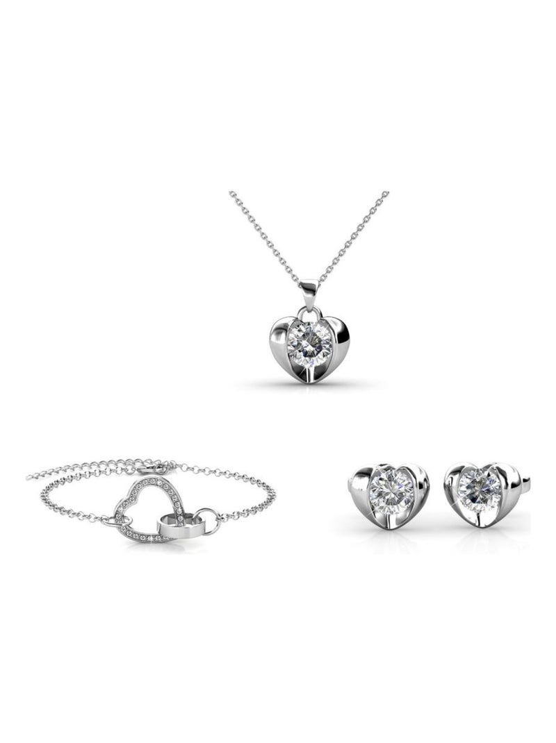 Parure Simply Love Locked Heart for tree - Argenté et Cristal Argenté - Kiabi