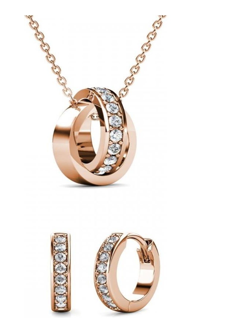 Parures Circle Hoop - Or Rosé et Cristal Transparent - Kiabi