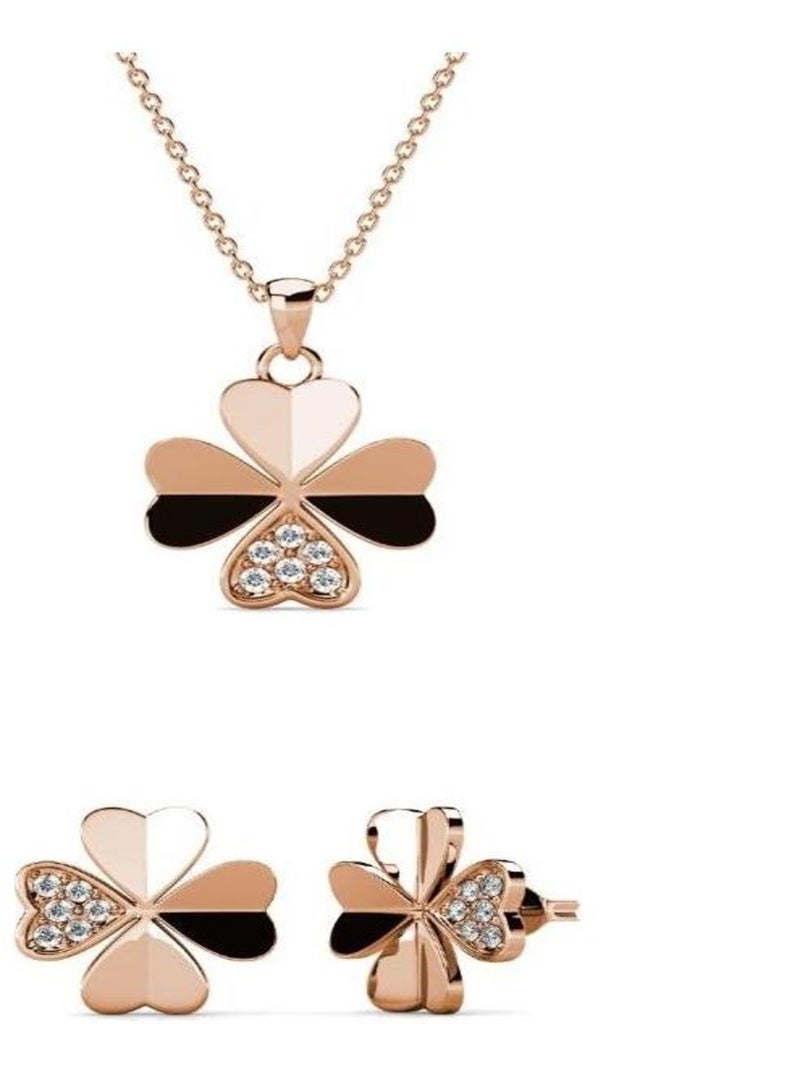 Parures Clover Petal - Or Rosé et Cristal Transparent - Kiabi