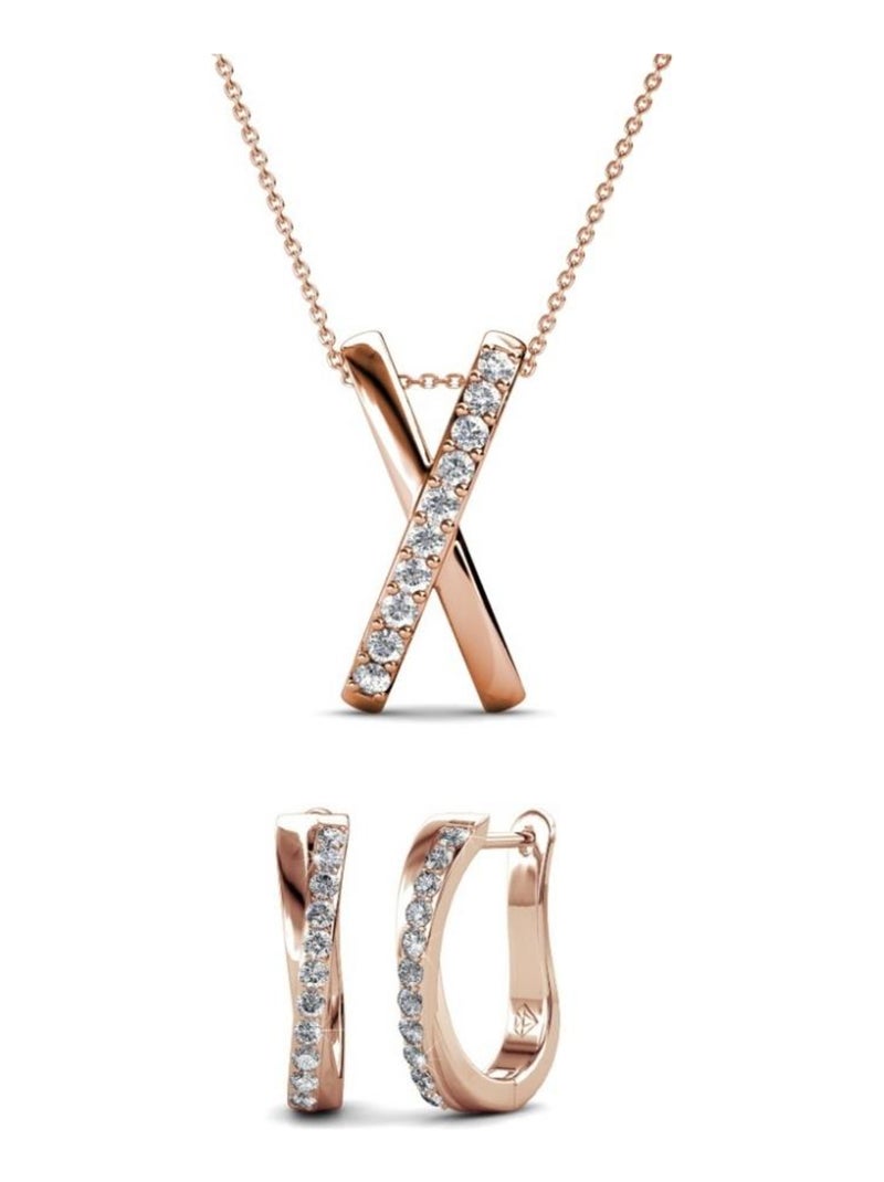Parures Kriss X Duo - Or Rosé et Cristal Or rose - Kiabi