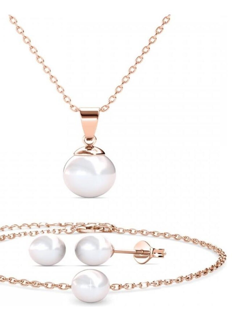 Parures Trio Mother of pearl - Or Rosé et Cristal Transparent - Kiabi