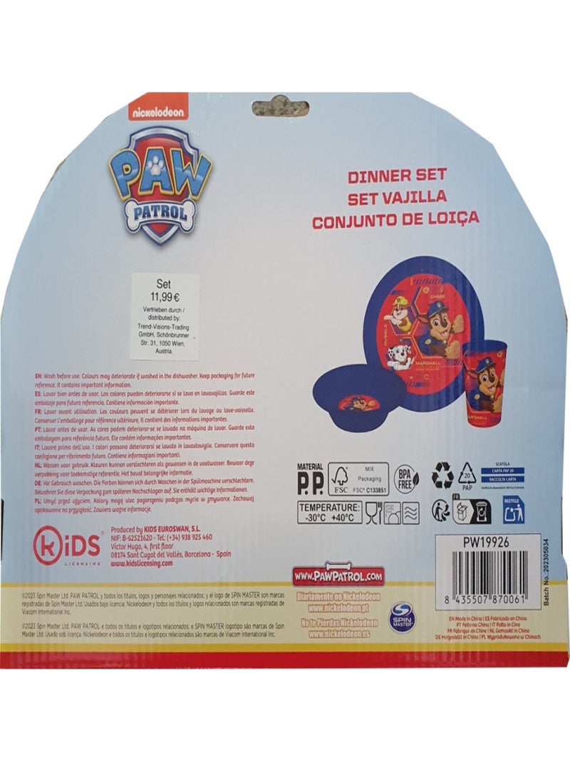 Pat' Patrouille - Ensemble Repas Pour Enfant Multicolore - Kiabi