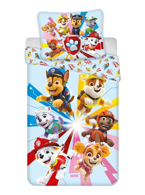 Pat Patrouille - Parure de Lit Enfant Color Power - Housse de Couette 140x200 Taie 63x63 cm - Kiabi
