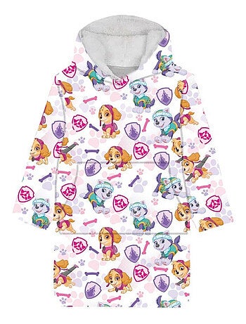 Pat Patrouille - Plaid Polaire à Capuche Enfant Stella et Everest - Couverture à Manches 3 à 6 ans