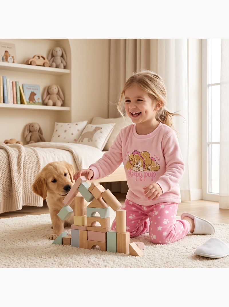 Pat patrouille - pyjama polaire fille avec personnage et pantalon motif Rose - Kiabi