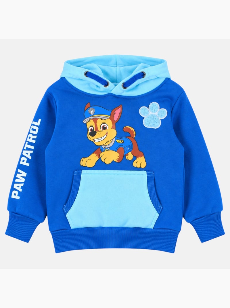Pat patrouille - sweat à capuche imprimé, manches longues, poche kangourou et finitions bord-côte Bleu - Kiabi
