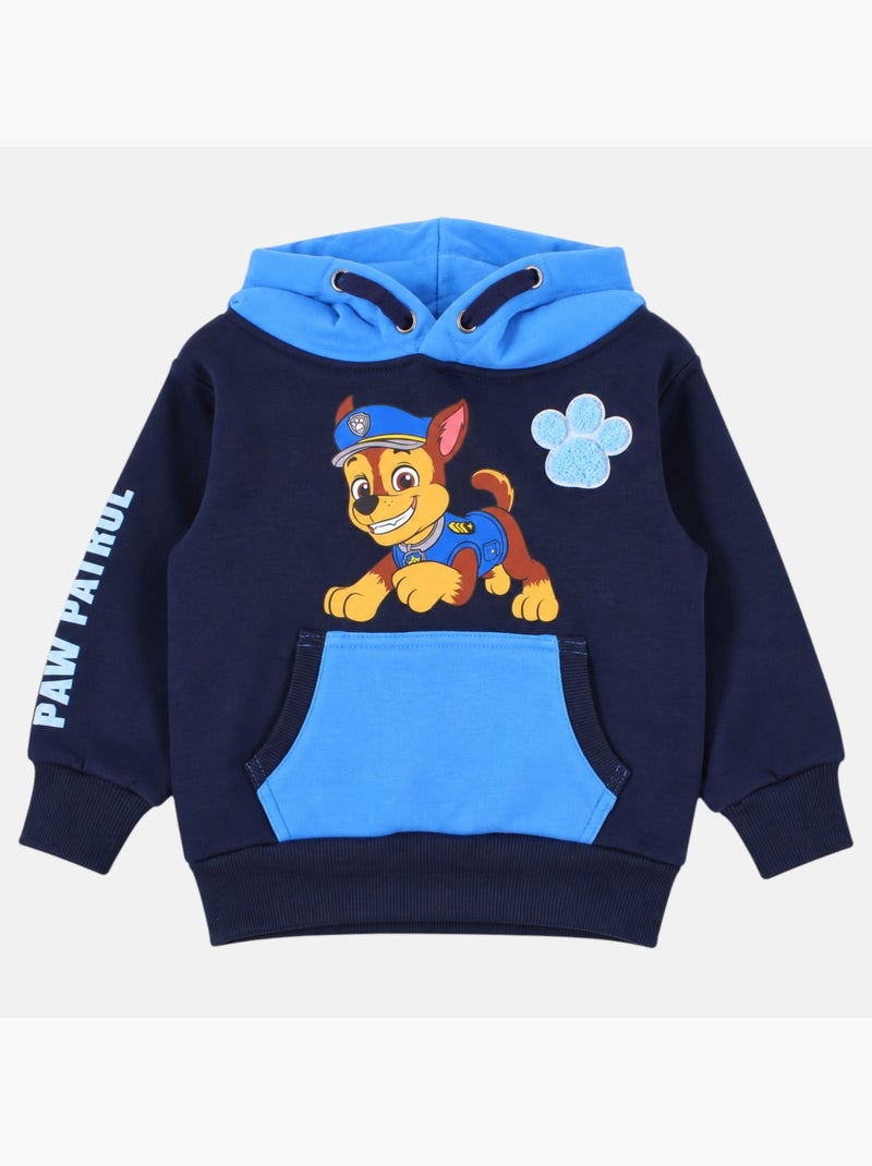 Pat patrouille - sweat à capuche imprimé, manches longues, poche kangourou et finitions bord-côte Bleu marine - Kiabi