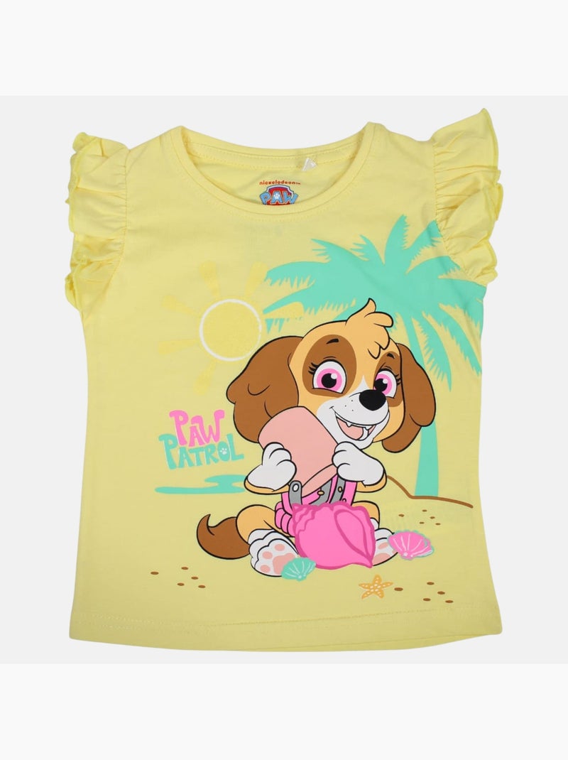Pat Patrouille - T-shirt manches courtes fille imprimé Jaune - Kiabi