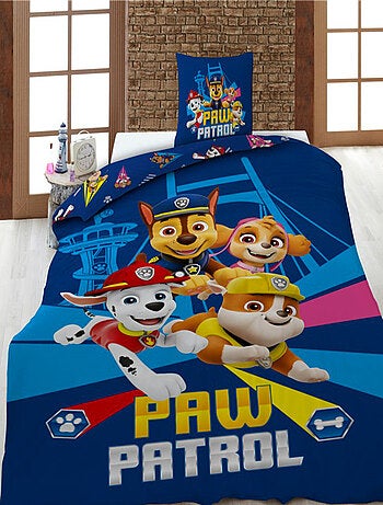 Pat Patrouille, Parure de Lit Enfant Imprimée Réversible Polycoton, CHASE