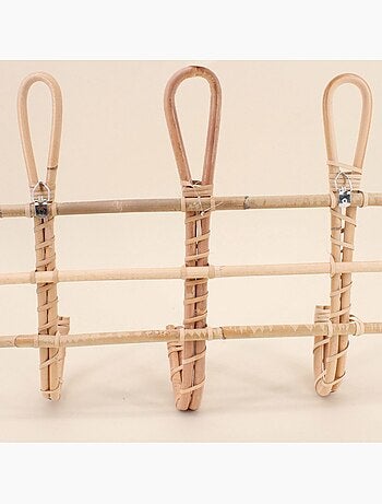 Patère 3 crochets en rotin 41cm