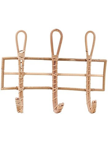 Patère 3 crochets en rotin 41cm