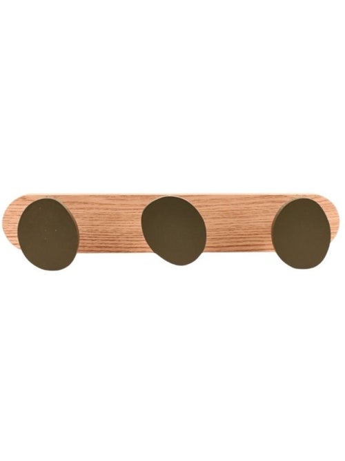 Patère 3 têtes en métal kaki et bois 35x7cm - Kiabi