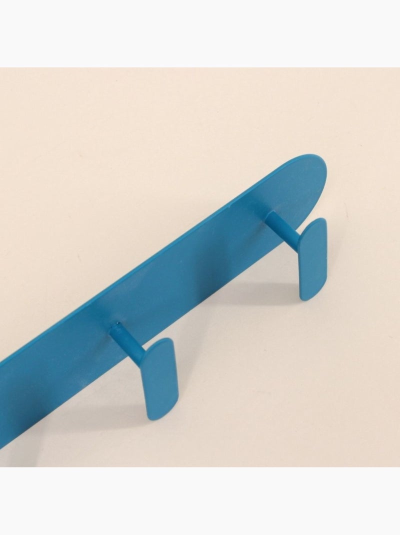 Patère 3 têtes moderne en métal 30cm Bleu - Kiabi
