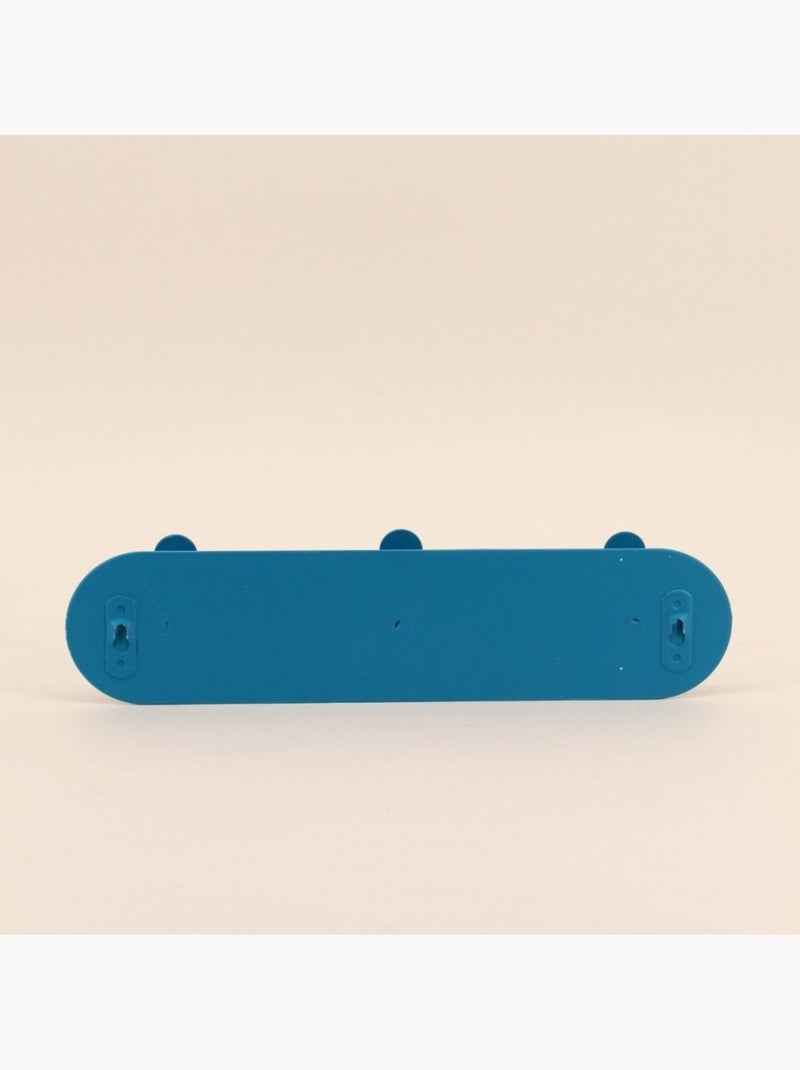 Patère 3 têtes moderne en métal 30cm Bleu - Kiabi