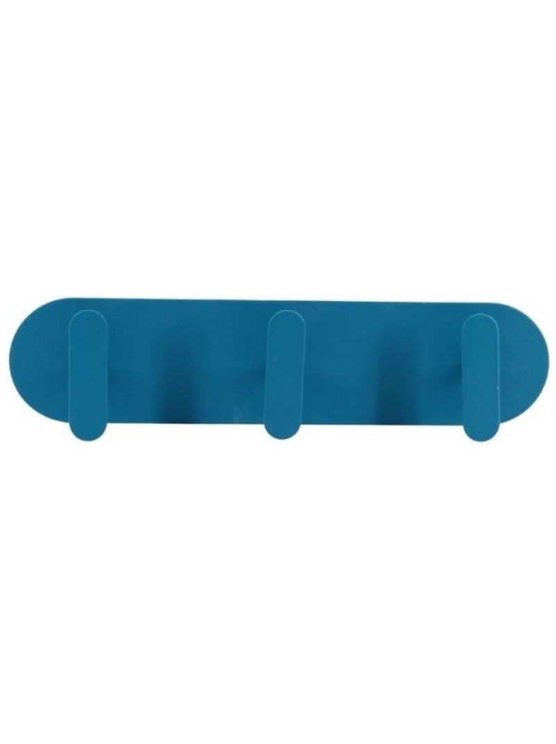 Patère 3 têtes moderne en métal 30cm Bleu - Kiabi