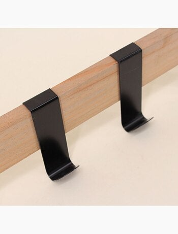 Patère 4 crochets en bois et métal noir 51cm